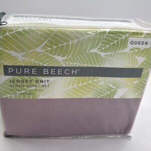 Pure Beech Jersey Knit Sheet Set QUEEN 100% Modal Lilac Soft 4 Piece Set NEW